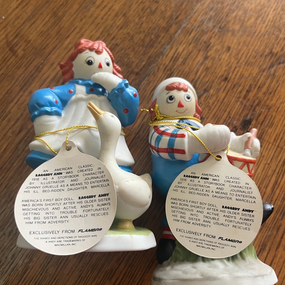 Vtg FLAMBRO Raggedy Ann & Andy Ceramic Figurine | Licensed FLAMBRO Macmillan '87 - Picture 6 of 7